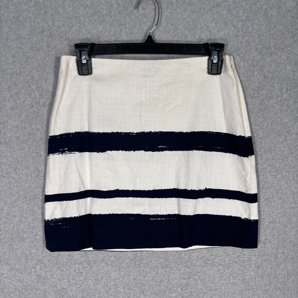 J Crew Micro Mini Skirt 0 Navy White Striped Cotton Preppy Nautical Neutral
